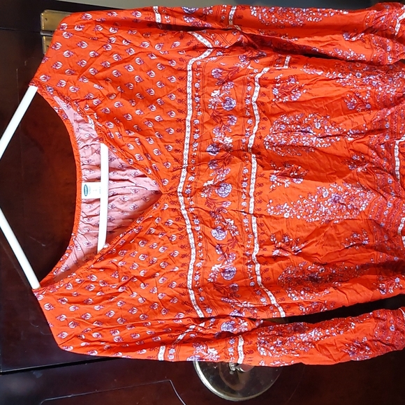 Red Boho old navy long sleeve blouse,L - Picture 1 of 3